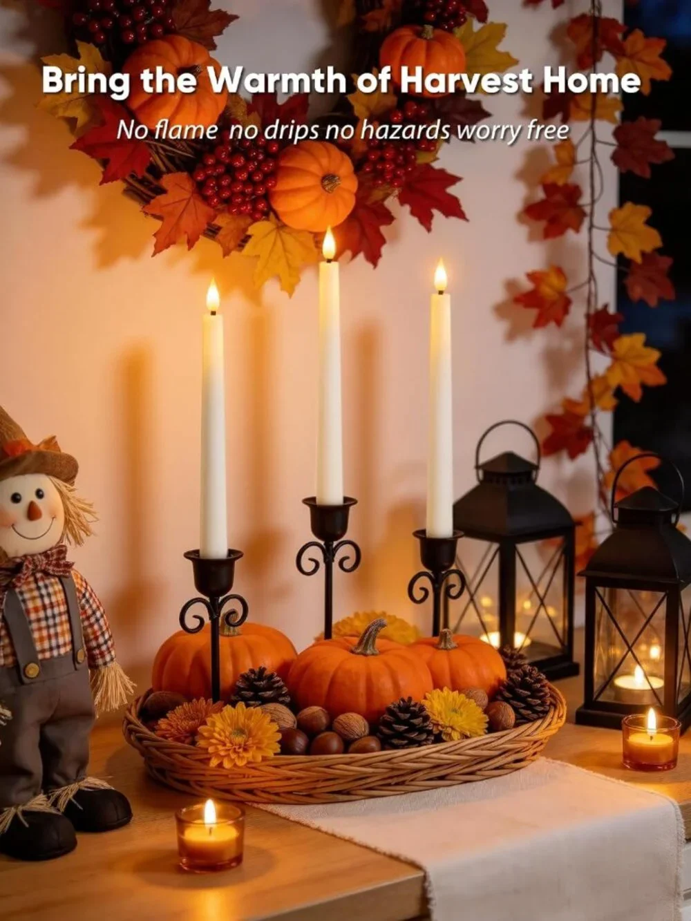 24 Pcs LED Flameless Taper Candles with Remote - Flickering Battery Operated